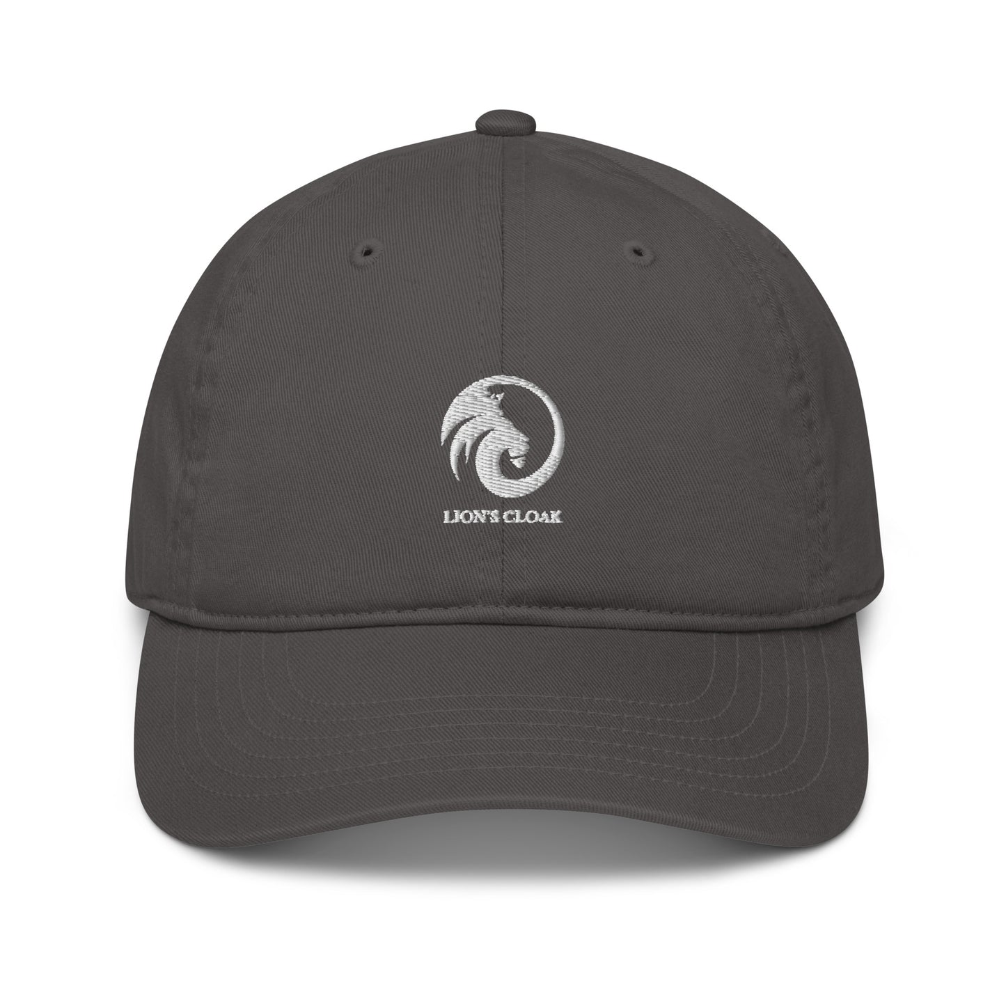 Lion's Cloak Logo Organic dad hat Embroidered