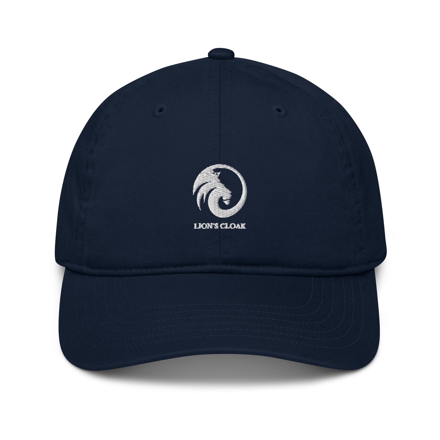 Lion's Cloak Logo Organic dad hat Embroidered
