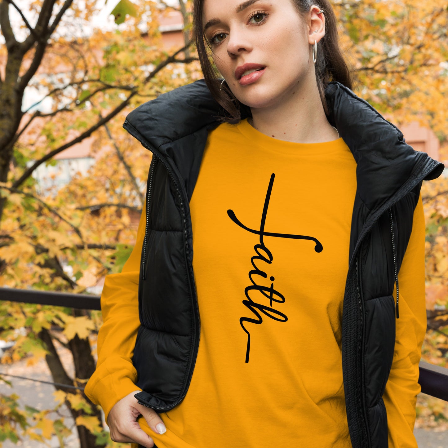 Faith Cross (Black) Long Sleeve Tee