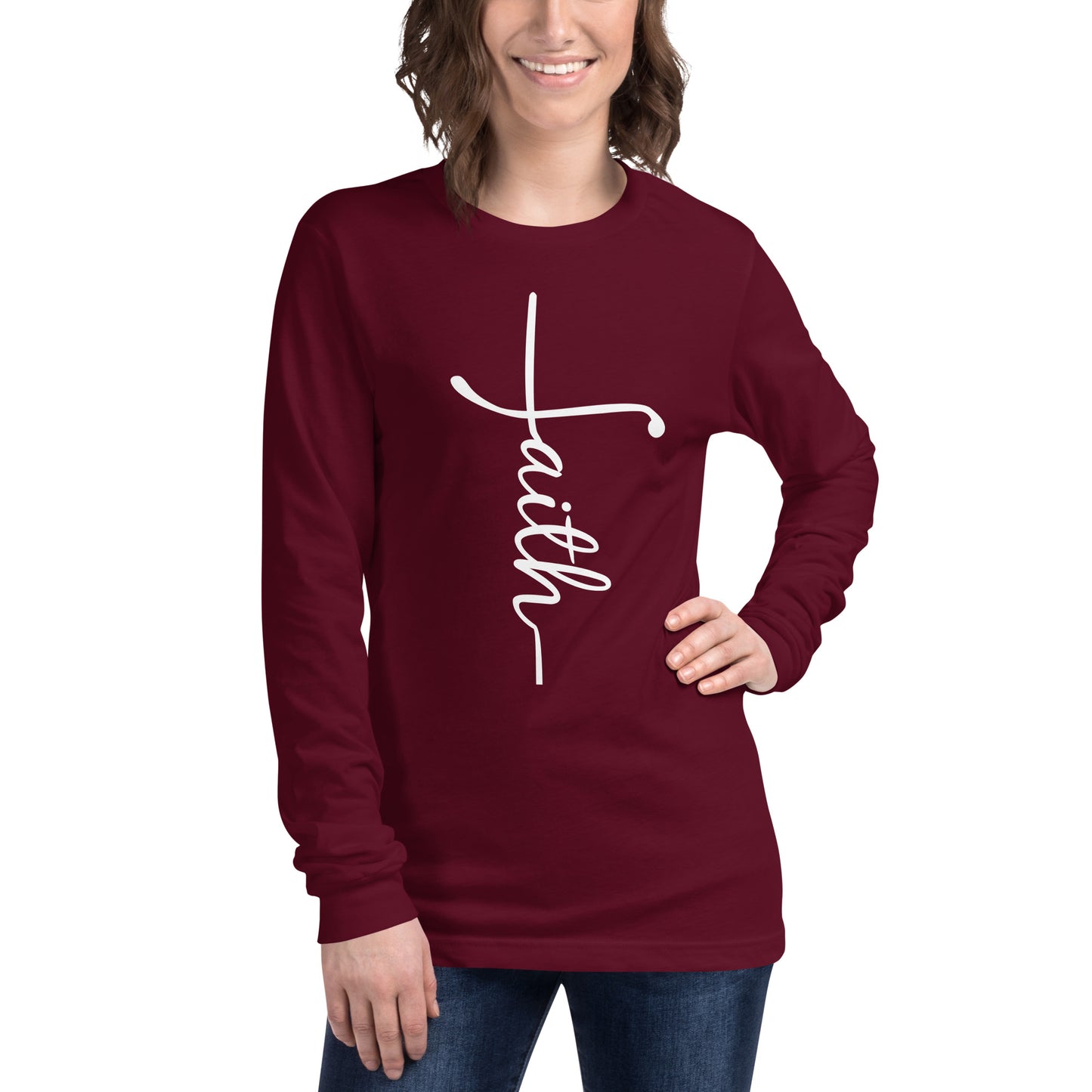 Faith Cross (White) Long Sleeve Tee