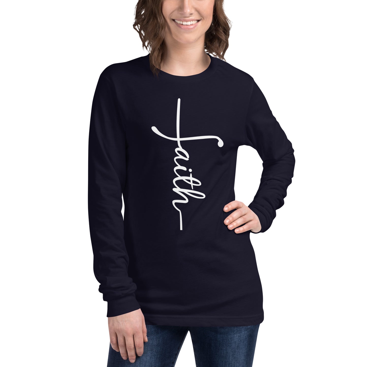 Faith Cross (White) Long Sleeve Tee